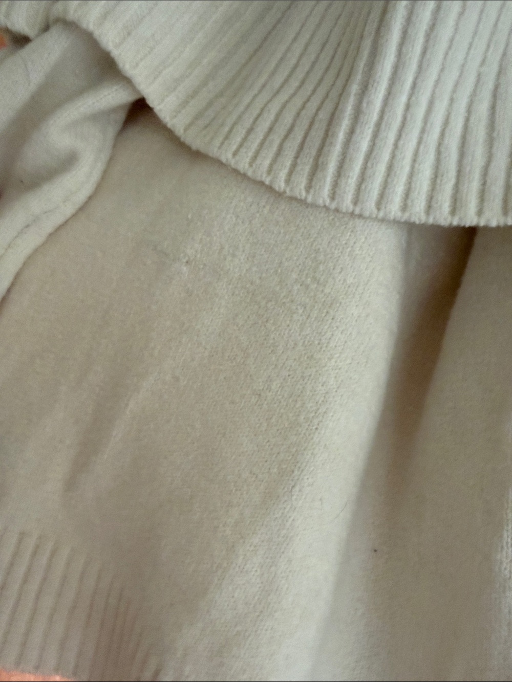 Off-Shoulder Rib-Trim Sweater - Cream Color - Picture 6 of 7